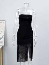 Load image into Gallery viewer, Sexy Tassel Sequins Feather Mini Dress Women Fashion Spaghetti Strap Stitching Dresses Female Elegant Evening Party Club Dress