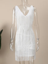 Load image into Gallery viewer, Sexy Tassel Sequins Feather Mini Dress Women Fashion Spaghetti Strap Stitching Dresses Female Elegant Evening Party Club Dress