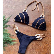 Load image into Gallery viewer, Sexy Triangle Backless Bikini Mujer 2021 Stripe Swimwear Women 2 Pieces Micro Bather Suit Women Beachwear Brazilian Swimsuit