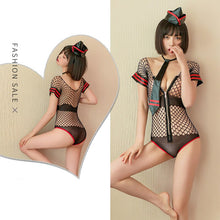Load image into Gallery viewer, Sexy Underwear Woman Police Costume Bodysuit Mesh Pajama Lingerie Set Erotic Bondage Jumpsuits