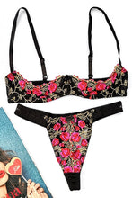 Load image into Gallery viewer, Sexy Underwire Push Up Bra Panty Underwear French Romantic Seduction Ultra-thin Embroidered Half Cup Bra Crotchless Panties Sets