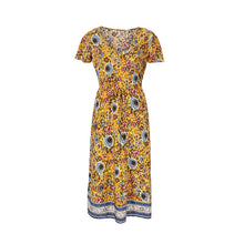Load image into Gallery viewer, Sexy V Neck Print Dress Women 2021 Spring New Casual Short Sleeve Floral Dress For Woman Summer High Waist Dress