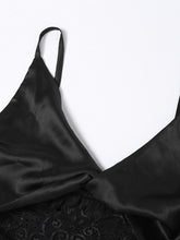 Load image into Gallery viewer, Sexy V Neck Satin Sleeveless Lace Patchwork Midi Dress Women 2022 Summer Hollow Bodycon Backless Elegant Party Dresses Black