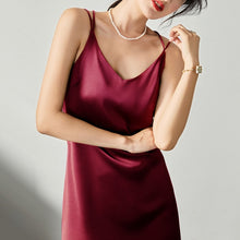 Load image into Gallery viewer, Sexy V Neck Satin Spaghetti Strap Dress Women Casual A-Line Solid Color Pajamas Dress 2021 Summer New Fashion Lady Party Dress