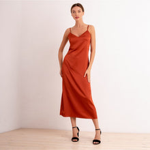 Load image into Gallery viewer, Sexy V Neck Spaghetti Strap Stain Dress Women Backless Party Dress Spring Summer New Elegant Fashion Solid Streetwear Midi Dress