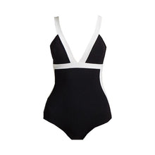 Load image into Gallery viewer, Sexy V Neck Swimwear Sports Swimsuit Female One Piece Bathsuit Open Back Beach Wear Swim Monokini Trikini Bodysuit With Skirt