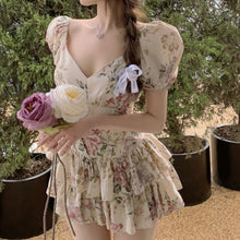 Load image into Gallery viewer, Sexy V-neck Party Mini Dresses Summer 2021 Ladies Print Puff Sleeve Women Bodycon Beach Vintage Bud Robes Boho Fashion Vestidos