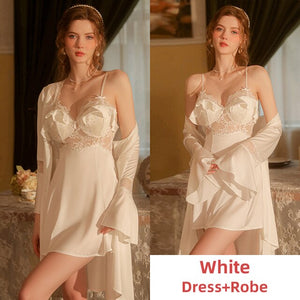 Sexy Victorian Night Dress Women Pamajas Sets Lace Sleepwear Nightgown See Through Backless Camisole Sleep Tops Lingerie 2022