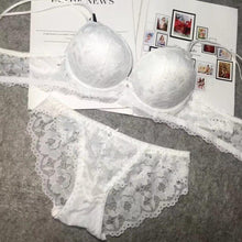 Load image into Gallery viewer, Sexy Women Bras And Lace Perspective Panties Set  Push Up Thick Soft Padded Lingerie Thin Briefs Female Underwear Suits Tops