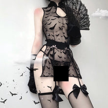 Load image into Gallery viewer, Sexy Women Lingerie Lace Cheongsam Night Dress See Through Cosplay Costume Dark Bat Sleepwear Outfit Erotic Devil Roleplay