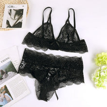 Load image into Gallery viewer, Sexy Women Lingerie Set Lace Breathable Erotic Underwear Suit Female Lingerie Lace Bra Briefs Set Hollow Out G-String Bra Set
