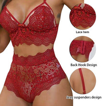 Load image into Gallery viewer, Sexy Women Lingerie Set Lace Breathable Erotic Underwear Suit Female Lingerie Lace Bra Briefs Set Hollow Out G-String Bra Set