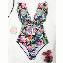 Load image into Gallery viewer, Sexy Women One Piece Swimsuit Female Push Up Swimwear Floral Bathing Suit Ruffle Swimming Suit Bodysuit Monokini Swimsuits