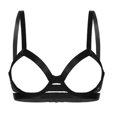 Load image into Gallery viewer, Sexy Women Open Nipple Bras Hollow Out Bare Breast Lingerie Exotic Strappy Nightclub Open Cups Bra Push Up Underwire Bra Tops