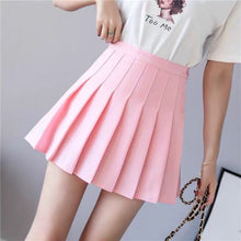 Load image into Gallery viewer, Sexy Women Pleated Skirt Summer High Waist Chic A Line Ladies Pink Mini Skirt Korean Zipper Preppy Style Girls Dance Skirt