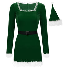 Load image into Gallery viewer, Sexy Women Red Xmas Dress with Belt Hat Sexy Christmas Costumes Adult Mrs Santa Claus Outfit Holidays Fancy Cosplay Costumes
