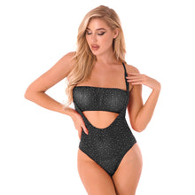 Load image into Gallery viewer, Sexy Women Rhinestone Transparent Mesh Teddy Bodysuit Crystal Diamond See Through Sheer High Cut Catsuit Lingerie Nightwear