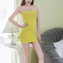 Load image into Gallery viewer, Sexy Women Semi See Through Mini Tube Dress Bandeau Boob Tube Short Bodycon Mini Dress Stretchy Fantasy Clubwear Multiple Colors