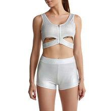 Load image into Gallery viewer, Sexy Women Shiny Metallic Yoga Fitness Suit Outfits Sports Dance Wear Sleeveless Vest with High Waist Shorts Lingerie Exotic Set