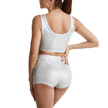 Load image into Gallery viewer, Sexy Women Shiny Metallic Yoga Fitness Suit Outfits Sports Dance Wear Sleeveless Vest with High Waist Shorts Lingerie Exotic Set
