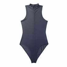 Load image into Gallery viewer, Sexy Women Stretchy Semi Sheer Leotard Sleeveless Romper Bodysuit Open Crotch Zipper Teddies Lingerie Swimsuit Dance Wear