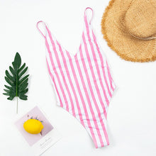 Load image into Gallery viewer, Sexy Women Swimwear Female 2021 New One Piece Swimsuit Striped Backless Bathing Suit Woman Swimming Wear for Beachwear Monokini