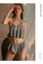 Load image into Gallery viewer, Sexy Women&#39;s Pajamas Set Satin Silk Halter V-neck Backless Top Shorts Femme Luxury Sleepwear Two-piece Girls&#39; Home Loungewear