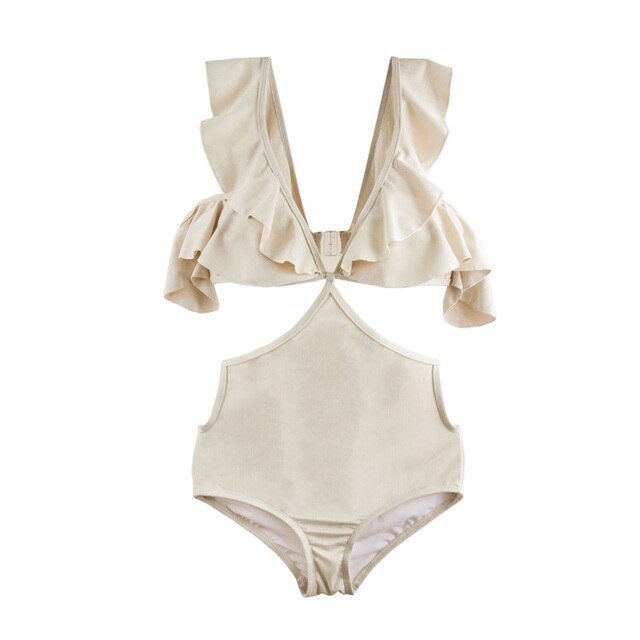 Sexy Wrap Chest Monokini Ruffle Straps Trikini Bodysuit Women's One Piece Swimsuit Cut Out Beachwear Brazilian Swimwear