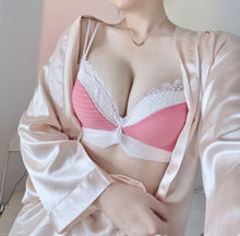 Load image into Gallery viewer, Sexy girl bra and briefs underwear pure desire wind small chest gathered thick cup comfortable cup no steel ring latex lingerie