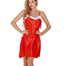 Load image into Gallery viewer, Sexy lingerie perspective mesh Christmas dress nightdress pajamas Christmas girl sexy short skirt