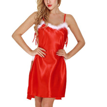 Load image into Gallery viewer, Sexy lingerie perspective mesh Christmas dress nightdress pajamas Christmas girl sexy short skirt