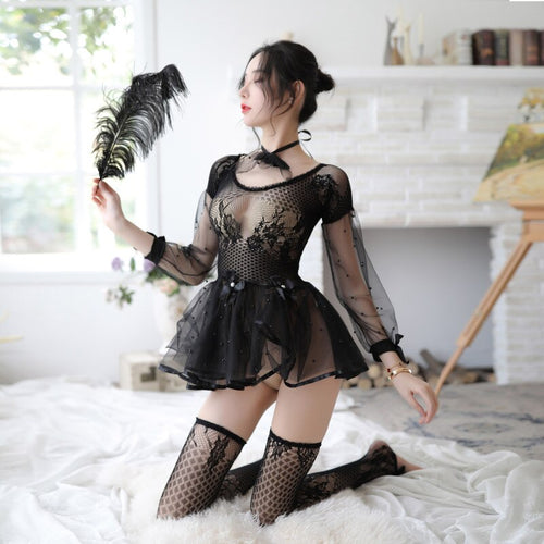 Sexy skirt Erotic sex uniform lingerie erotic costumes mesh uniform transparent dress sexy lingerie sexy skirt for sex stockings