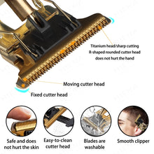 Load image into Gallery viewer, USB Electric Hair Clipper Trimmer All In One Gold Light Head  Rechargeable Hair Clipper Oil Head Hair Carving Mark Razor