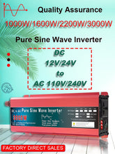 Load image into Gallery viewer, Pure Sine Wave Inverter 12V 24V 220V 110V 1000W 1600W 2000W 3000W Power Converter Solar 12V To 220V Inverter Transformer LED
