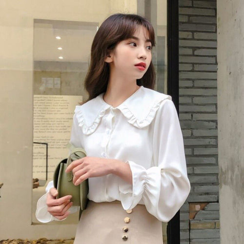 Shirts Women Solid Simple New Arrival Spring Korean Style Chic Trendy Casual Blouses Elegant Vintage Womens Streetwear All-match