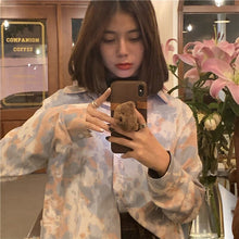 Load image into Gallery viewer, Shirts Women Tie-dye Leisure Floral Retro Long Sleeve All-match Elegant Sweet Females Blouses Korean Style Streetwear Ins Trendy