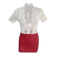 Load image into Gallery viewer, Short Dress Slim Bodycon Women Streetwear Party Elegant Dresses Knitted Satin Night Dress Patchwork Lace Sexy &amp; Club