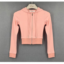 Load image into Gallery viewer, Short Hoodies Women Solid Sweatshirt Tracksuit Long Sleeve Female Crop Top 2022 Fashion Harajuku Casual Zipper Up Hoodies Jacket