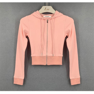 Short Hoodies Women Solid Sweatshirt Tracksuit Long Sleeve Female Crop Top 2022 Fashion Harajuku Casual Zipper Up Hoodies Jacket