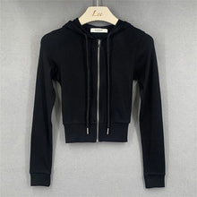 Load image into Gallery viewer, Short Hoodies Women Solid Sweatshirt Tracksuit Long Sleeve Female Crop Top 2022 Fashion Harajuku Casual Zipper Up Hoodies Jacket