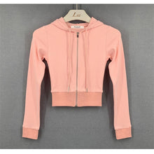 Load image into Gallery viewer, Short Hoodies Women Solid Sweatshirt Tracksuit Long Sleeve Female Crop Top 2022 Fashion Harajuku Casual Zipper Up Hoodies Jacket