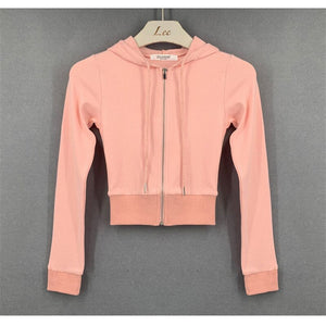 Short Hoodies Women Solid Sweatshirt Tracksuit Long Sleeve Female Crop Top 2022 Fashion Harajuku Casual Zipper Up Hoodies Jacket