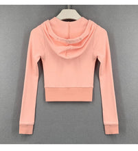 Load image into Gallery viewer, Short Hoodies Women Solid Sweatshirt Tracksuit Long Sleeve Female Crop Top 2022 Fashion Harajuku Casual Zipper Up Hoodies Jacket