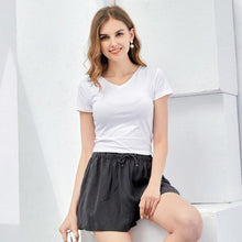 Load image into Gallery viewer, Short Sleeve Elegant V Neck Female Summer Top Lace T Shirt Shirts Feminina For Women Tops Friends Tees tshirt Korean Clothes