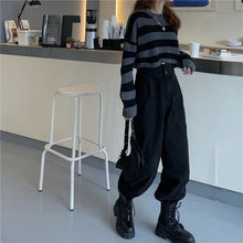 Load image into Gallery viewer, Short Striped Y2k Women Sweaters O neck Pullovers Knitted Jumpers Loose Sexy Sweet Students Streetwear Fashion Stylish Vintage