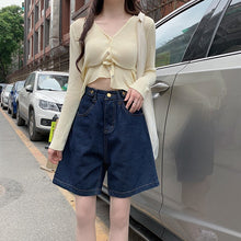 Load image into Gallery viewer, Shorts Women&#39;s Summer High Waist Jeans Retro Thin Straight Pants Five-point Pants Loose Wide Leg Pants Pants