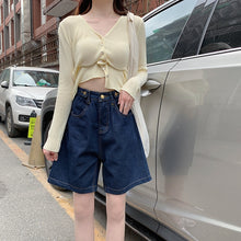 Load image into Gallery viewer, Shorts Women&#39;s Summer High Waist Jeans Retro Thin Straight Pants Five-point Pants Loose Wide Leg Pants Pants