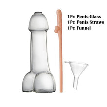 Load image into Gallery viewer, Shot Transparent Glass Cup Wine of Glasses Genital Dick Penis Cocktail Mug Plastic Straws Willy Bar Hen Party Night Drinkware