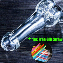 Load image into Gallery viewer, Shot Transparent Glass Cup Wine of Glasses Genital Dick Penis Cocktail Mug Plastic Straws Willy Bar Hen Party Night Drinkware