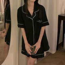 Load image into Gallery viewer, Silk Pajamas Women&#39;S 2 Piece Set Summer Short Sleeve Pant Suits Thin Solid Color Casual Satin Home Dress Clothes For Women